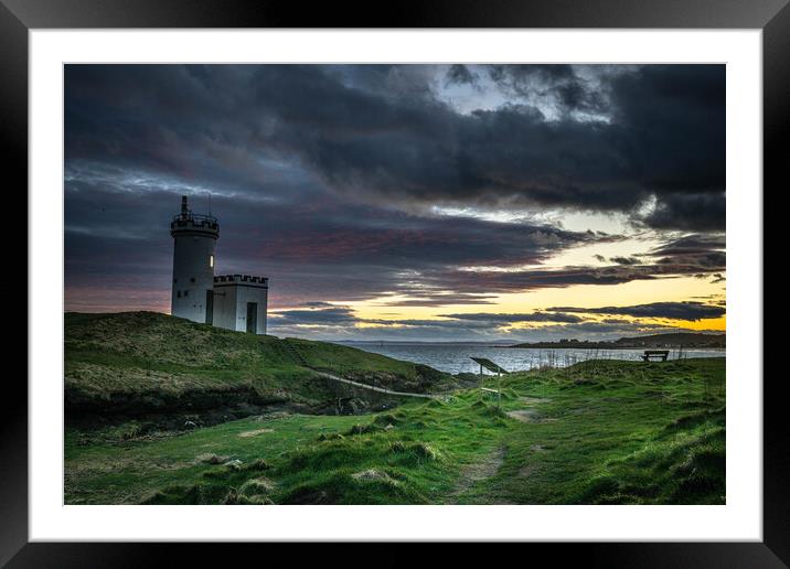 Elie Lighthouse Sunset Framed Mounted Print by Alan Sinclair
