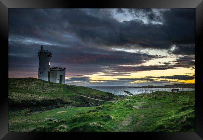 Elie Lighthouse Sunset Framed Print by Alan Sinclair