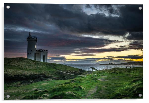 Elie Lighthouse Sunset Acrylic by Alan Sinclair