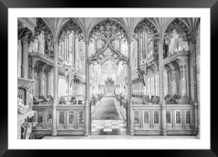 Selby Abbey Interior High Key Monochrome Framed Mounted Print by Glen Allen