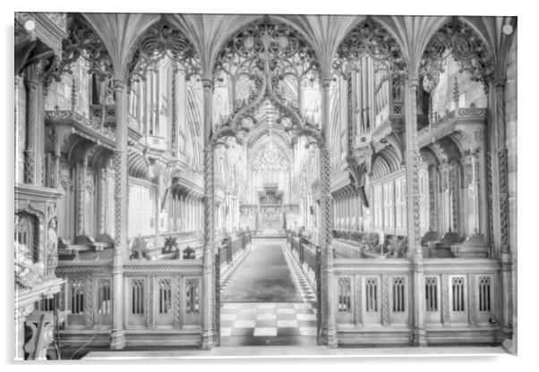 Selby Abbey Interior High Key Monochrome Acrylic by Glen Allen