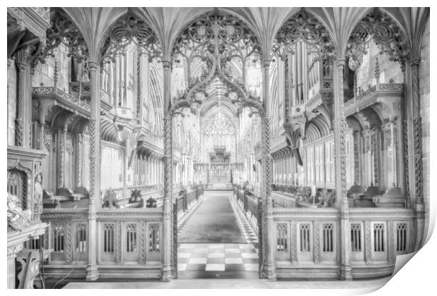 Selby Abbey Interior High Key Monochrome Print by Glen Allen