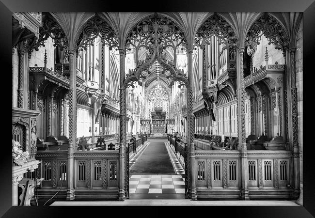 Selby Abbey mid tones Black & White Framed Print by Glen Allen