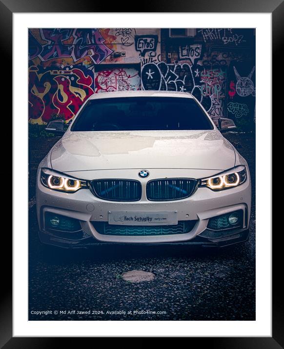 Car With Bright Headlights BMW Framed Mounted Print by Md Arif Jawed
