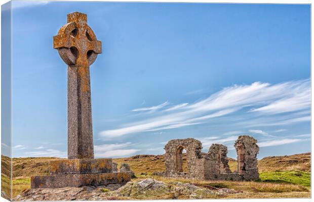 Celtic Cross Ruins Landscape Canvas Print by Kevin Hellon