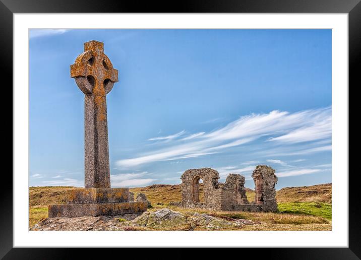 Celtic Cross Ruins Landscape Framed Mounted Print by Kevin Hellon