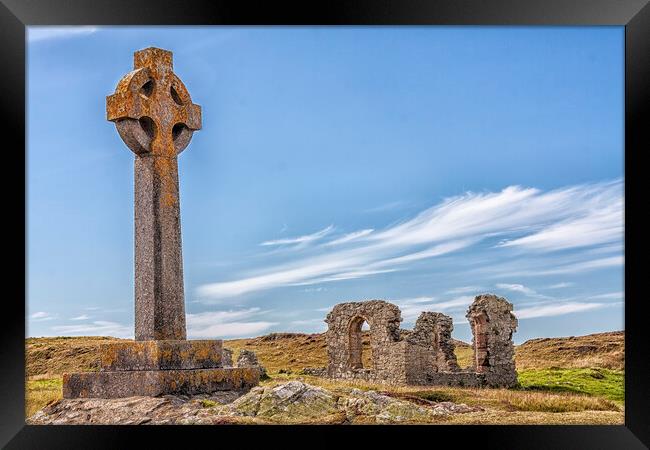 Celtic Cross Ruins Landscape Framed Print by Kevin Hellon