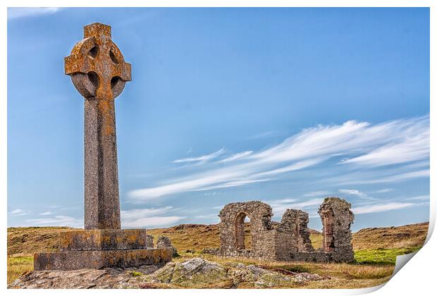 Celtic Cross Ruins Landscape Print by Kevin Hellon