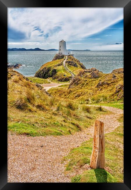 Newborough Beach Lighthouse Landscape Framed Print by Kevin Hellon