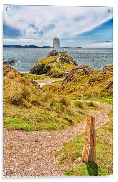 Newborough Beach Lighthouse Landscape Acrylic by Kevin Hellon