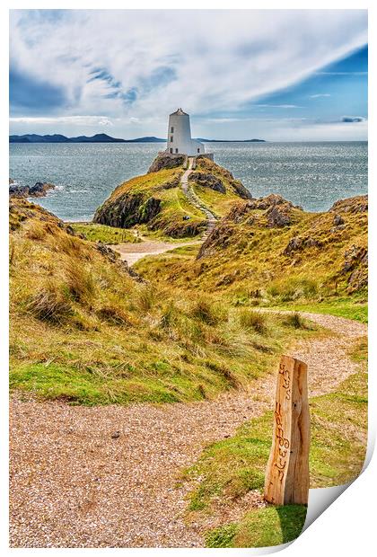 Newborough Beach Lighthouse Landscape Print by Kevin Hellon