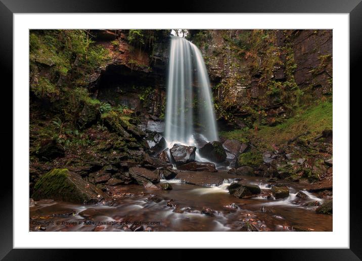 Melincourt Waterfall Landscape Framed Mounted Print by Davies P