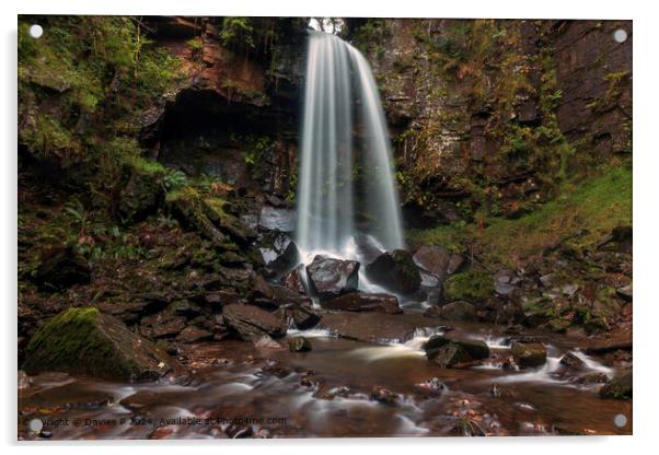 Melincourt Waterfall Landscape Acrylic by Davies P