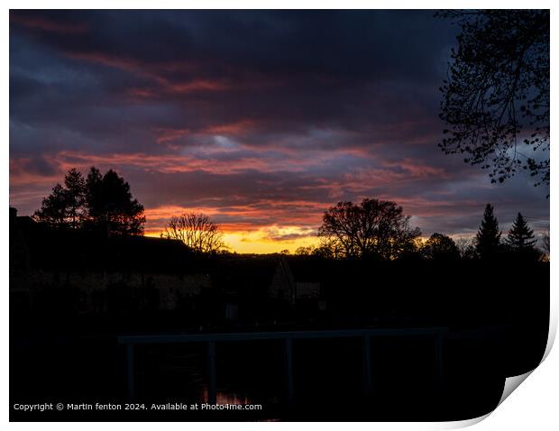 Dark skys over Lower Slaughter Print by Martin fenton