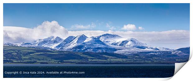 Snowdon Mountain Range Snowscape Print by Inca Kala