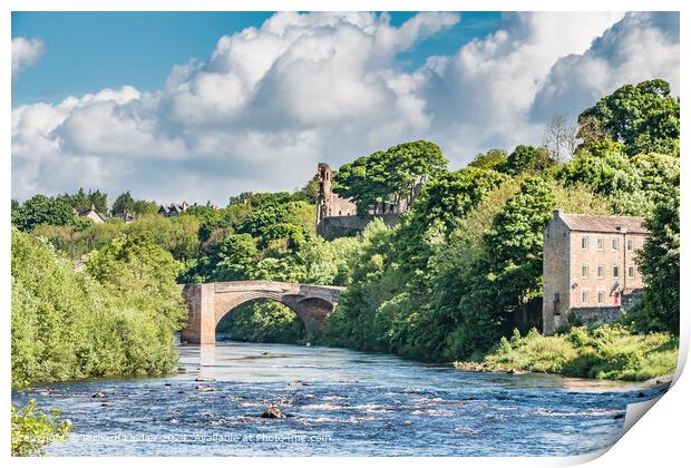 Barnard Castle and The River Tees, Teesdale Print by Richard Laidler