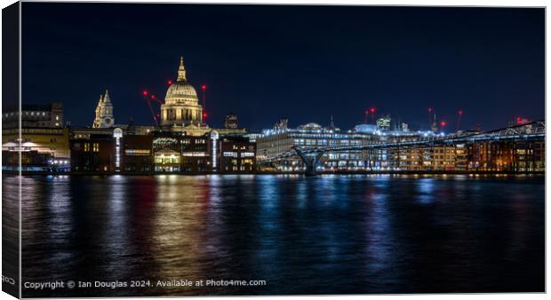 London Thames Lights Cityscape Canvas Print by Ian Douglas
