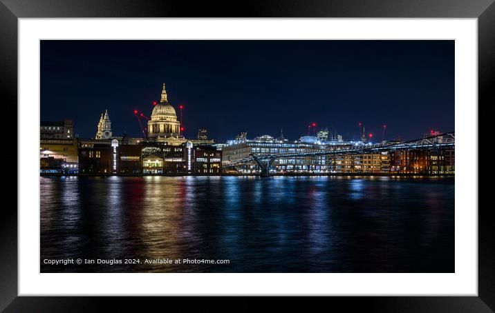 London Thames Lights Cityscape Framed Mounted Print by Ian Douglas