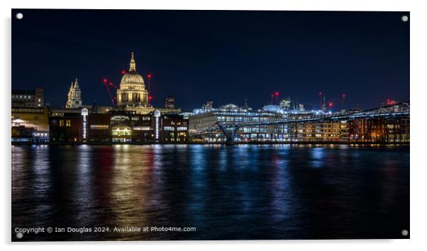 London Thames Lights Cityscape Acrylic by Ian Douglas