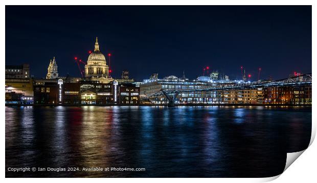 London Thames Lights Cityscape Print by Ian Douglas