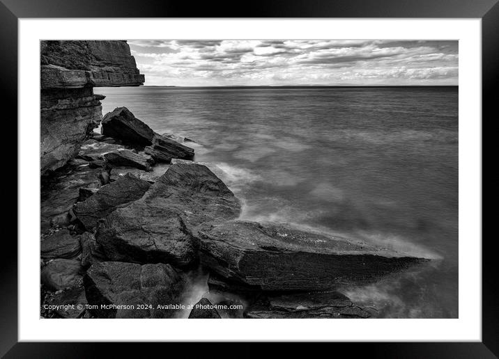 Black White Seascape Burghead Framed Mounted Print by Tom McPherson