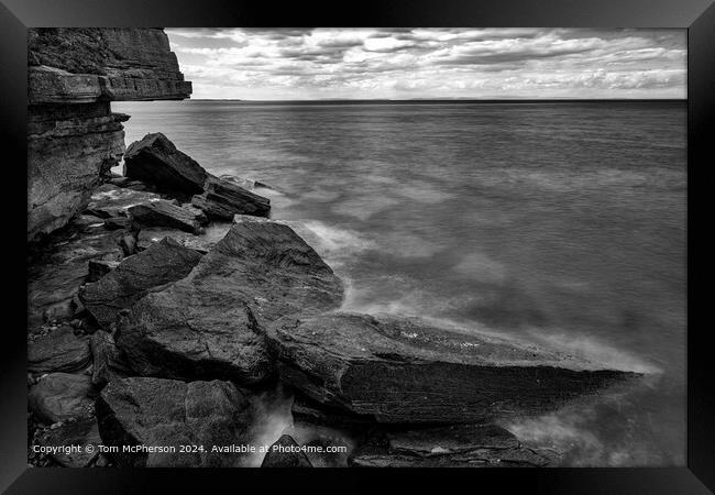 Black White Seascape Burghead Framed Print by Tom McPherson