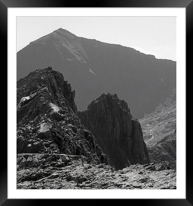 Knife-edge Towards the Summit Framed Mounted Print by Paul J. Collins