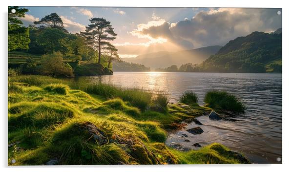 Ullswater Lake Cumbria Landscape Acrylic by Steve Smith