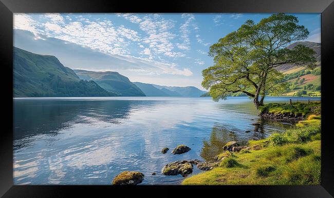 Ullswater Lake Landscape Reflection Framed Print by Steve Smith