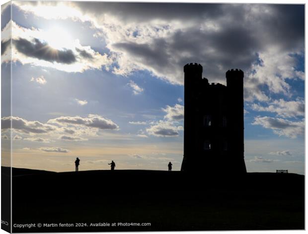 Sunset Silhouette Broadway Tower Canvas Print by Martin fenton