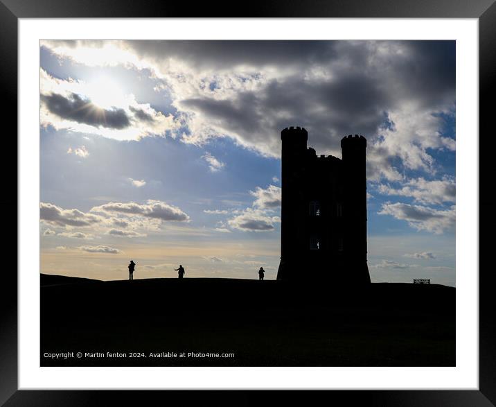 Sunset Silhouette Broadway Tower Framed Mounted Print by Martin fenton