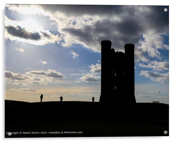 Sunset Silhouette Broadway Tower Acrylic by Martin fenton