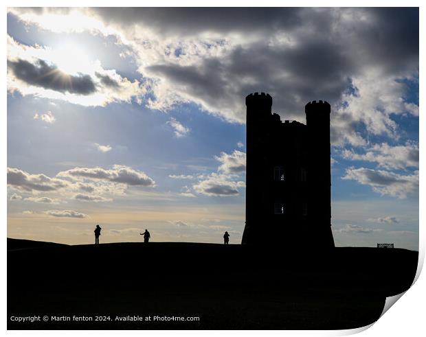 Sunset Silhouette Broadway Tower Print by Martin fenton