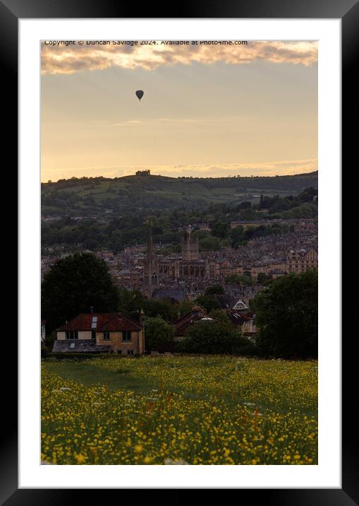 Bath Sunset Hot Air Balloon Cityscape Framed Mounted Print by Duncan Savidge