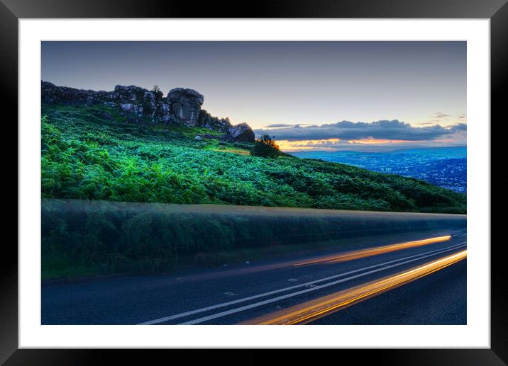 Cow and Calf Ilkley Moor Night Framed Mounted Print by Alison Chambers