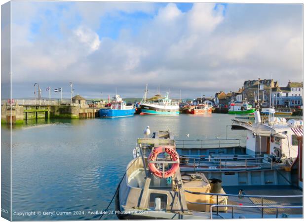 Padstow Harbour Nautical Scene Canvas Print by Beryl Curran