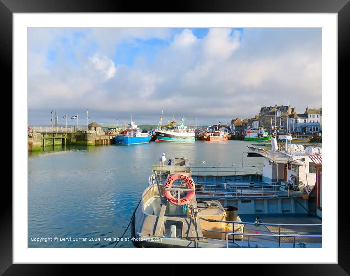 Padstow Harbour Nautical Scene Framed Mounted Print by Beryl Curran
