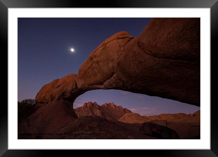 Spitzkoppe Arch Moonrise Framed Mounted Print by Karin Tieche