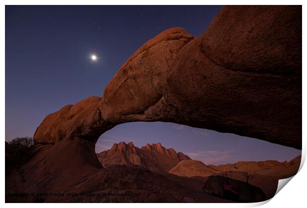 Spitzkoppe Arch Moonrise Print by Karin Tieche