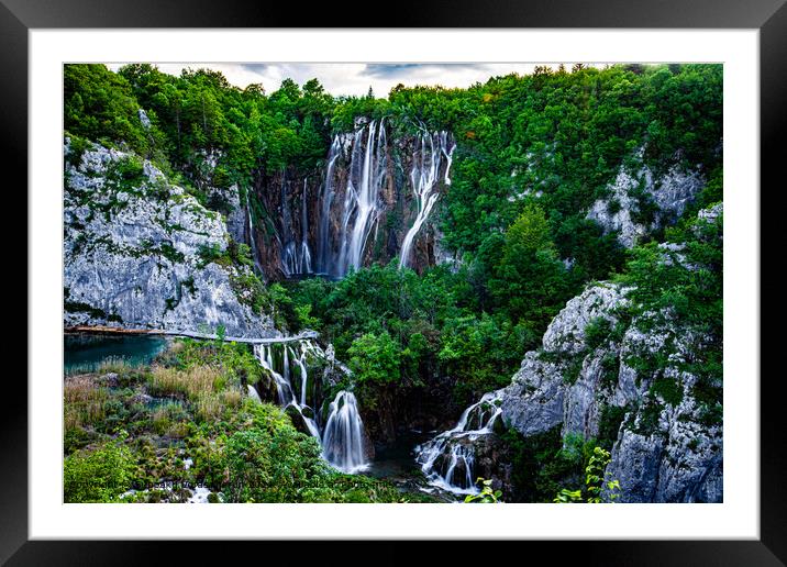 Plitvice Waterfall Harmony Framed Mounted Print by Suppakij Vorasriherun