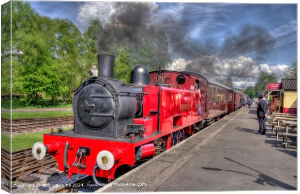 Red Steam Locomotive Rowsley South Canvas Print by Rob Hawkins