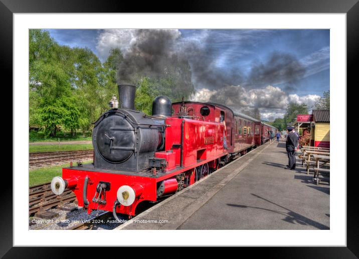 Red Steam Locomotive Rowsley South Framed Mounted Print by Rob Hawkins