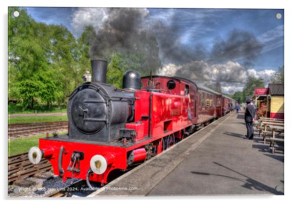 Red Steam Locomotive Rowsley South Acrylic by Rob Hawkins