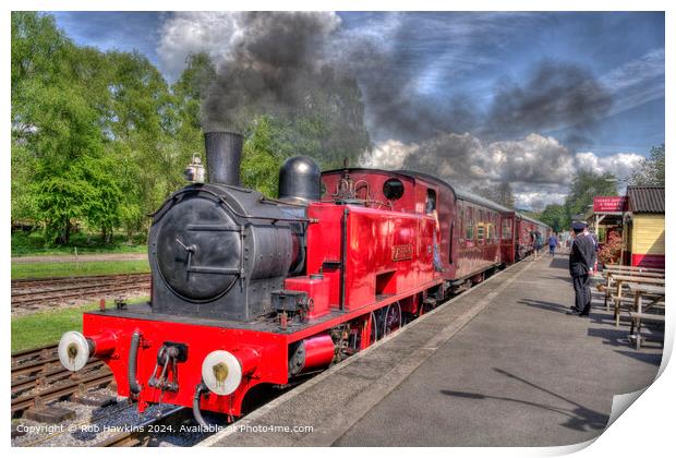 Red Steam Locomotive Rowsley South Print by Rob Hawkins