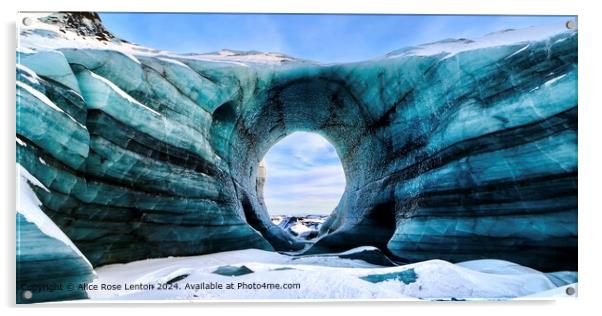 Glacial Ice Cave Landscape Acrylic by Alice Rose Lenton