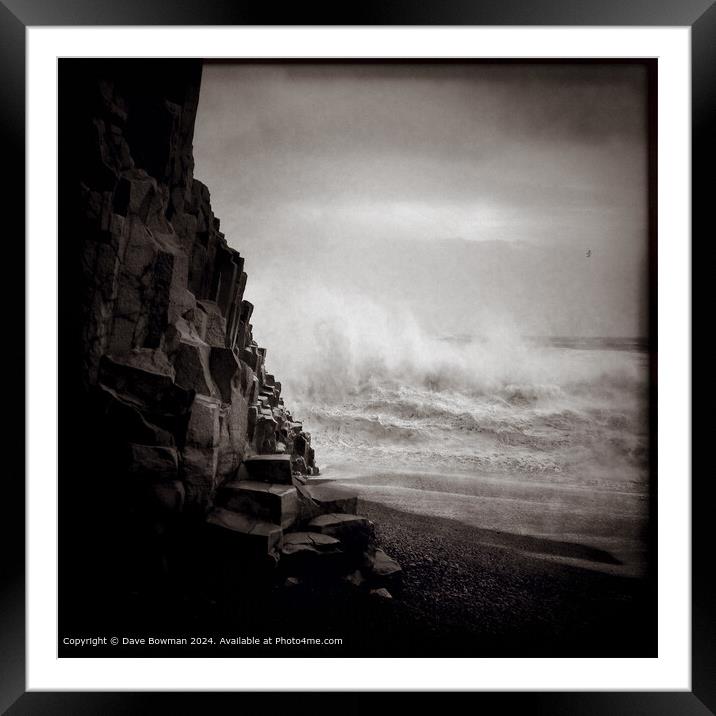 Vik Beach Stormy Sea Framed Mounted Print by Dave Bowman