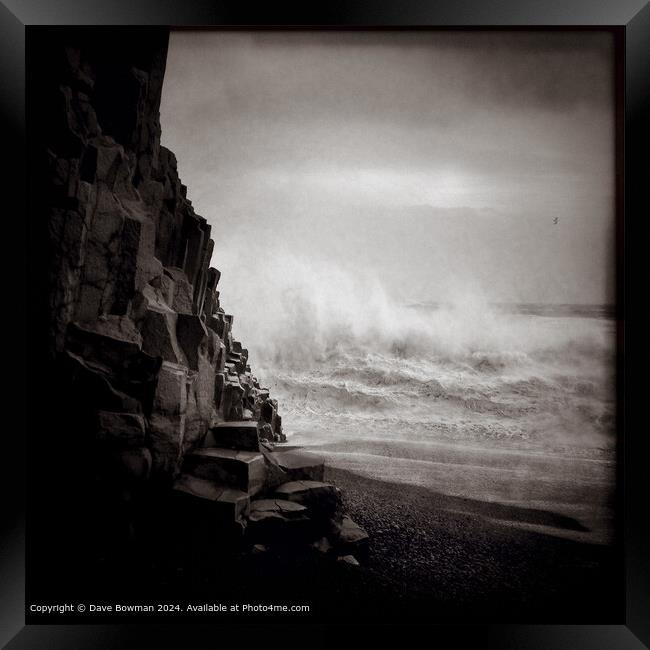 Vik Beach Stormy Sea Framed Print by Dave Bowman