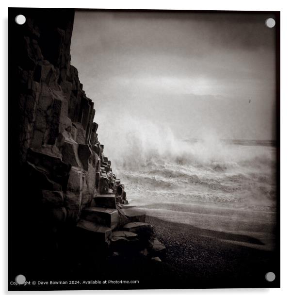 Vik Beach Stormy Sea Acrylic by Dave Bowman