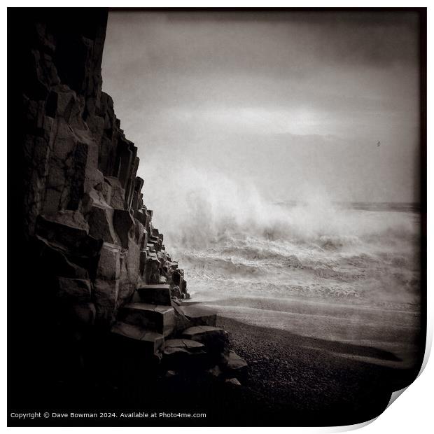 Vik Beach Stormy Sea Print by Dave Bowman