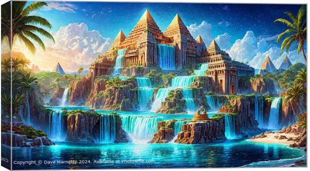Atlantean Dreams 34-Colourful Mythical Atlantis CityScape Canvas Print by Dave Harnetty